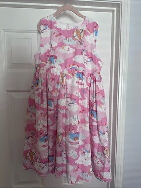 Lola + The Boys: Pink Cloud & Rainbow Print Sleeveless Dress